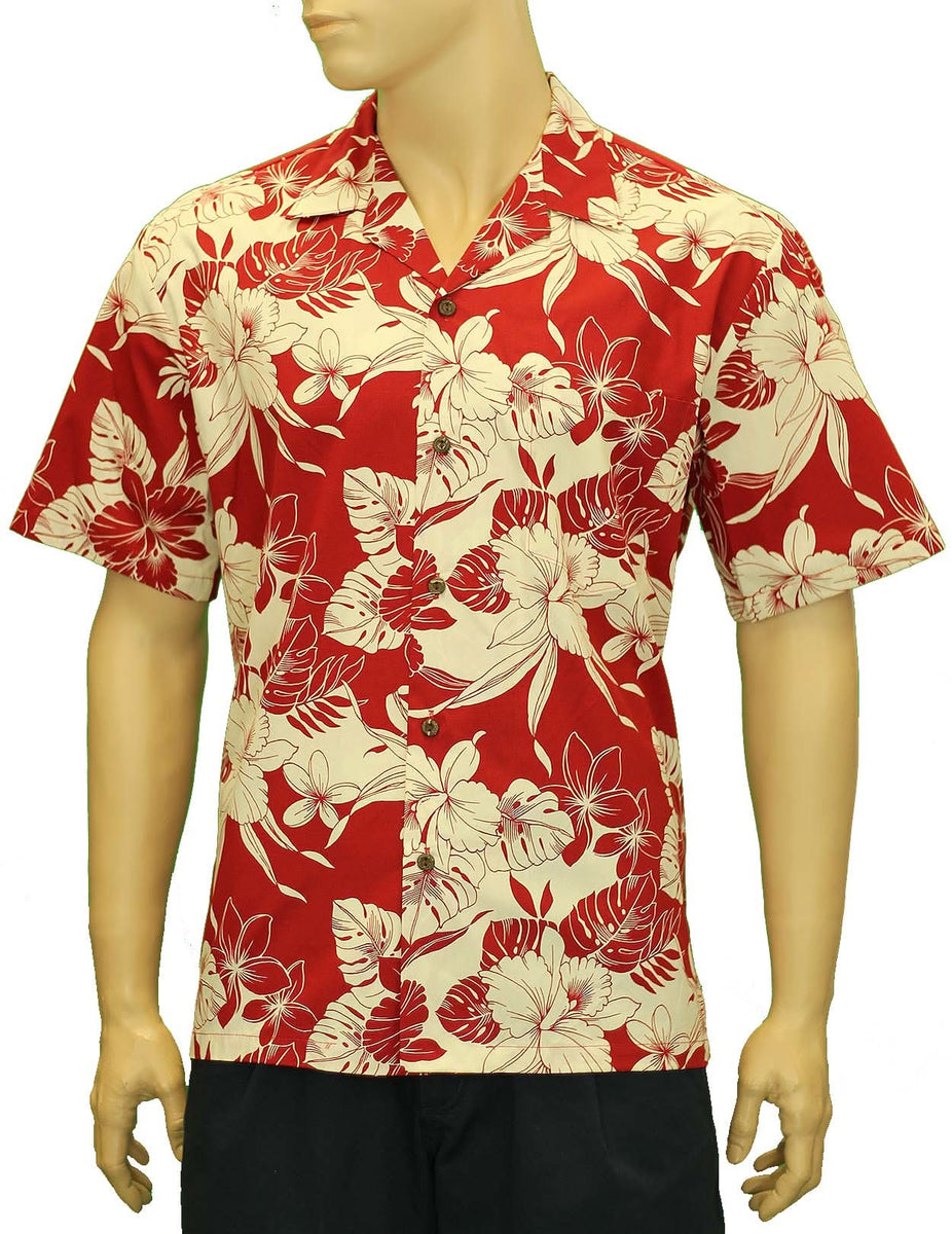 Tropical Monstera Hibiscus Men's Aloha Shirt | Aloha Shirts Club